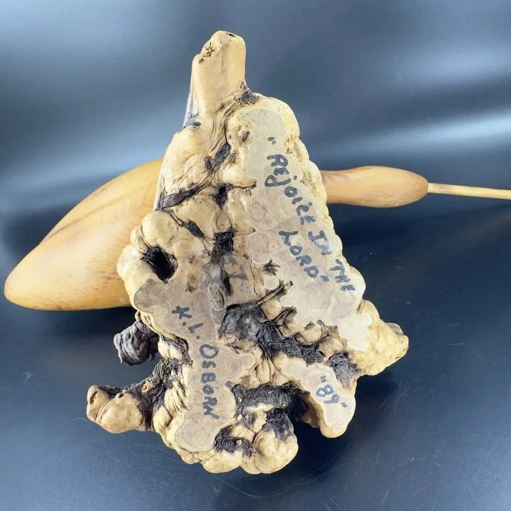 1989 K L Osborn Hand Carved Shore Bird Wood Figurine On Driftwood Hand‎ Made Vtg